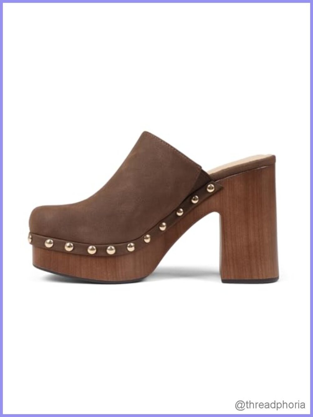 Women's Platform Clogs High Heel Studded Wood Sole Slip-On Mules
